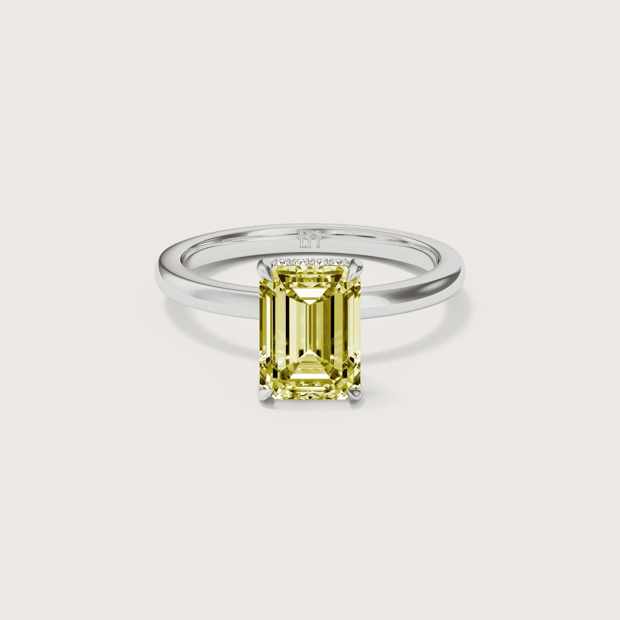 Bianca Emerald Solitaire Yellow Diamond - Hidden Halo