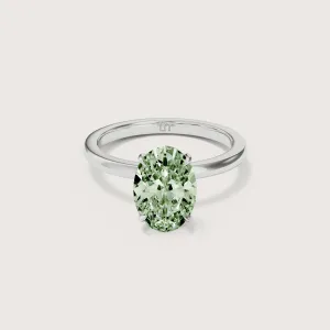 Bianca Oval Solitaire Green Diamond - Hidden Halo