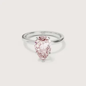 Bianca Pear Solitaire Pink Diamond - Hidden Halo