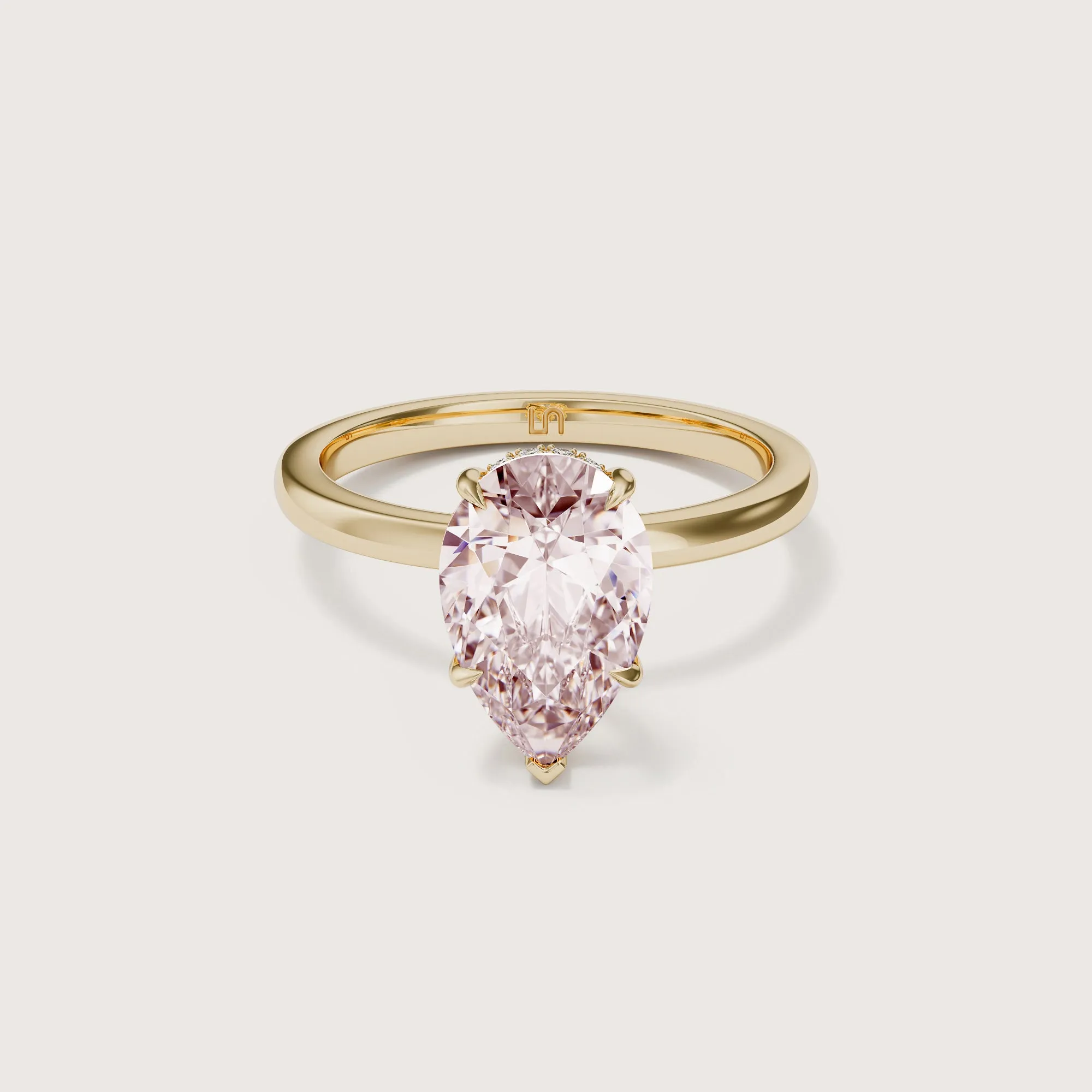 Bianca Pear Solitaire Pink Diamond - Hidden Halo