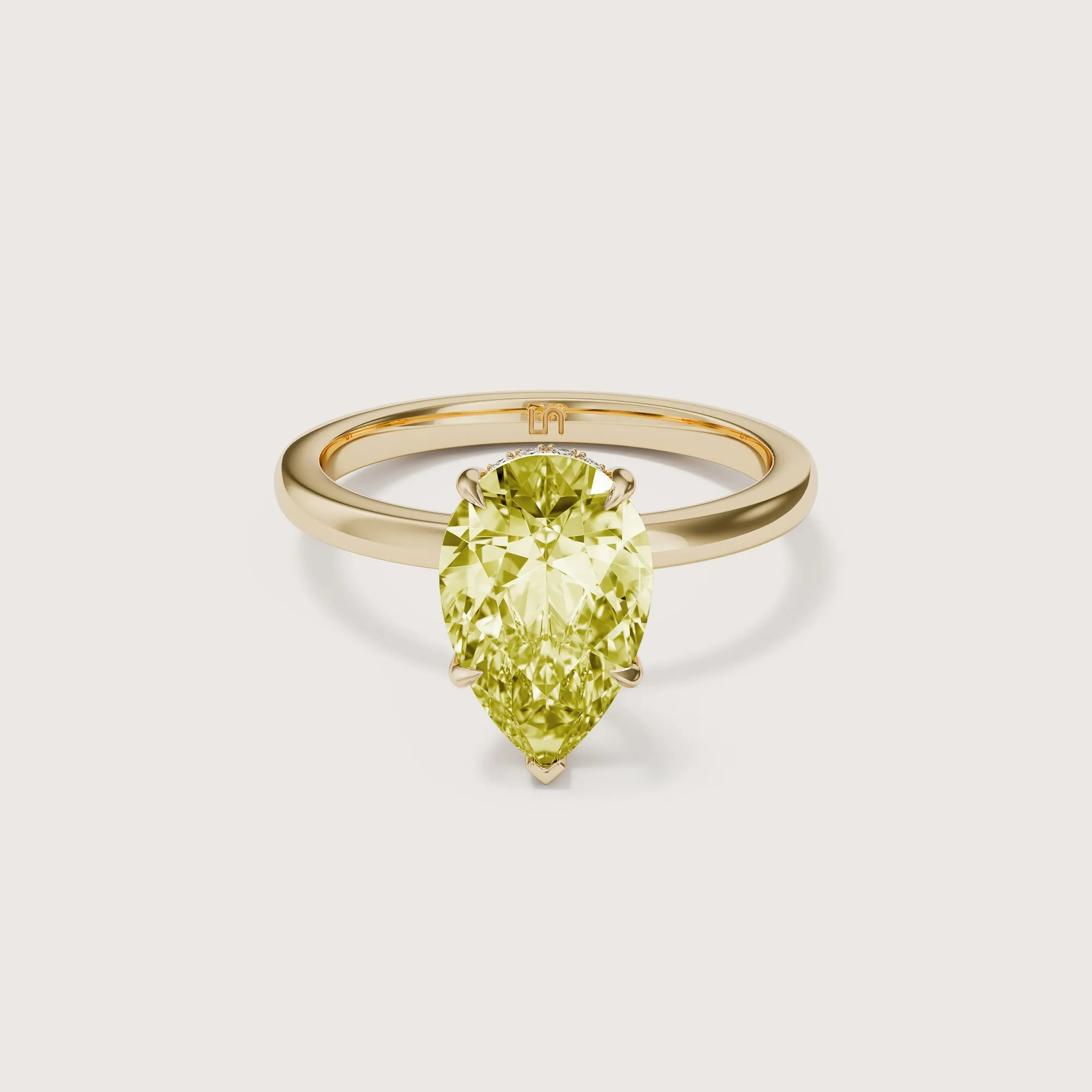 Bianca Pear Solitaire Yellow Diamond - Hidden Halo