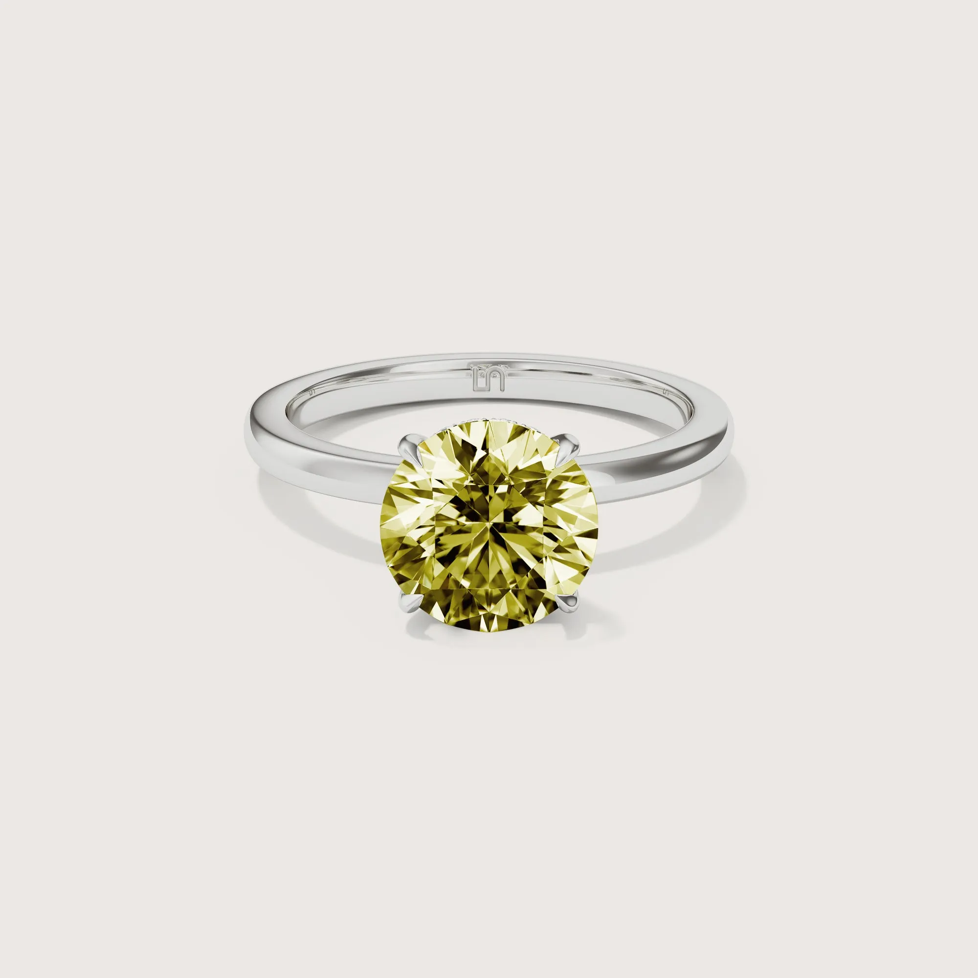 Bianca Round Solitaire Yellow Diamond - Hidden Halo