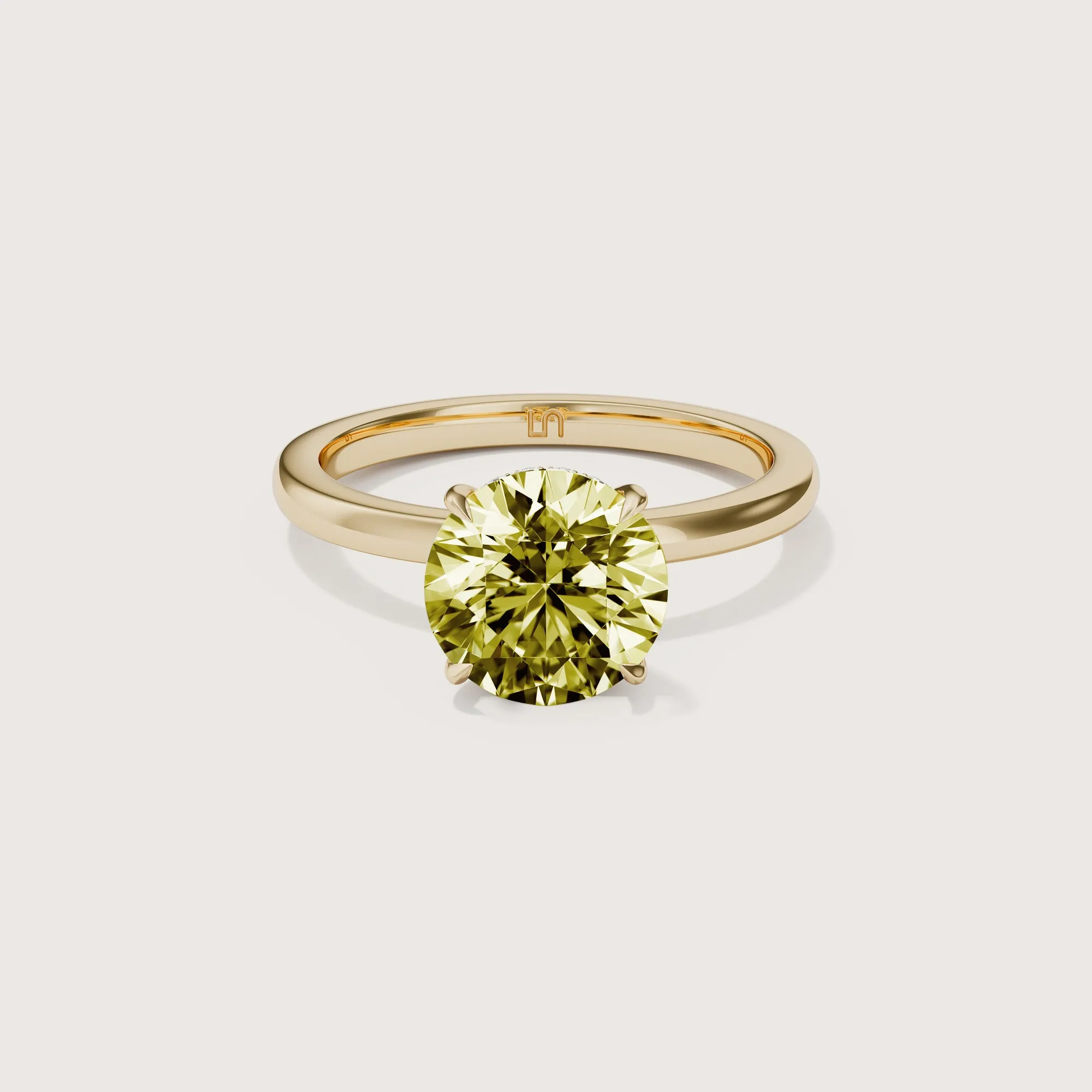 Bianca Round Solitaire Yellow Diamond - Hidden Halo