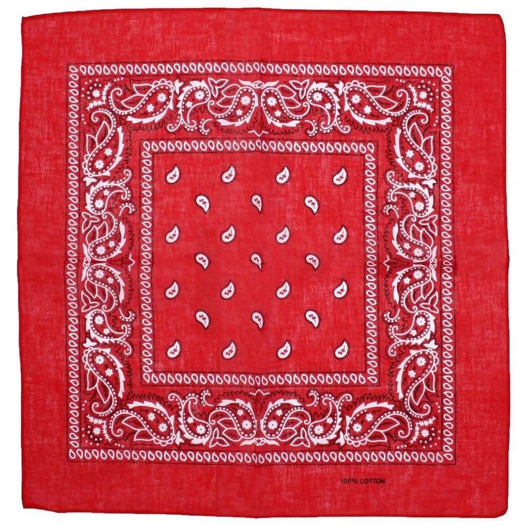 Black and White Design Red Cotton Bandana - Everard