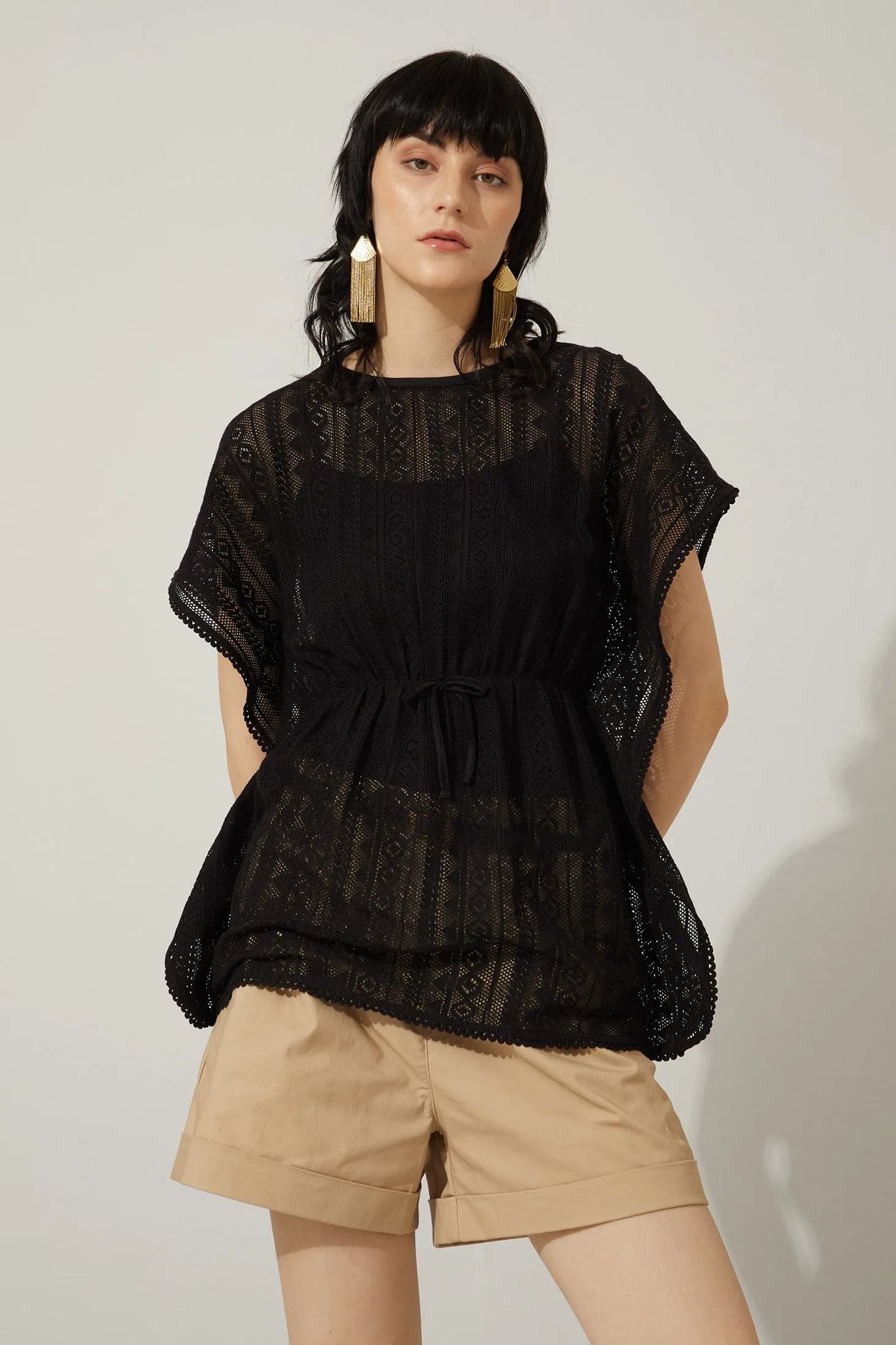 Bohera Tessa Black Lace Tunic Kaftan Top