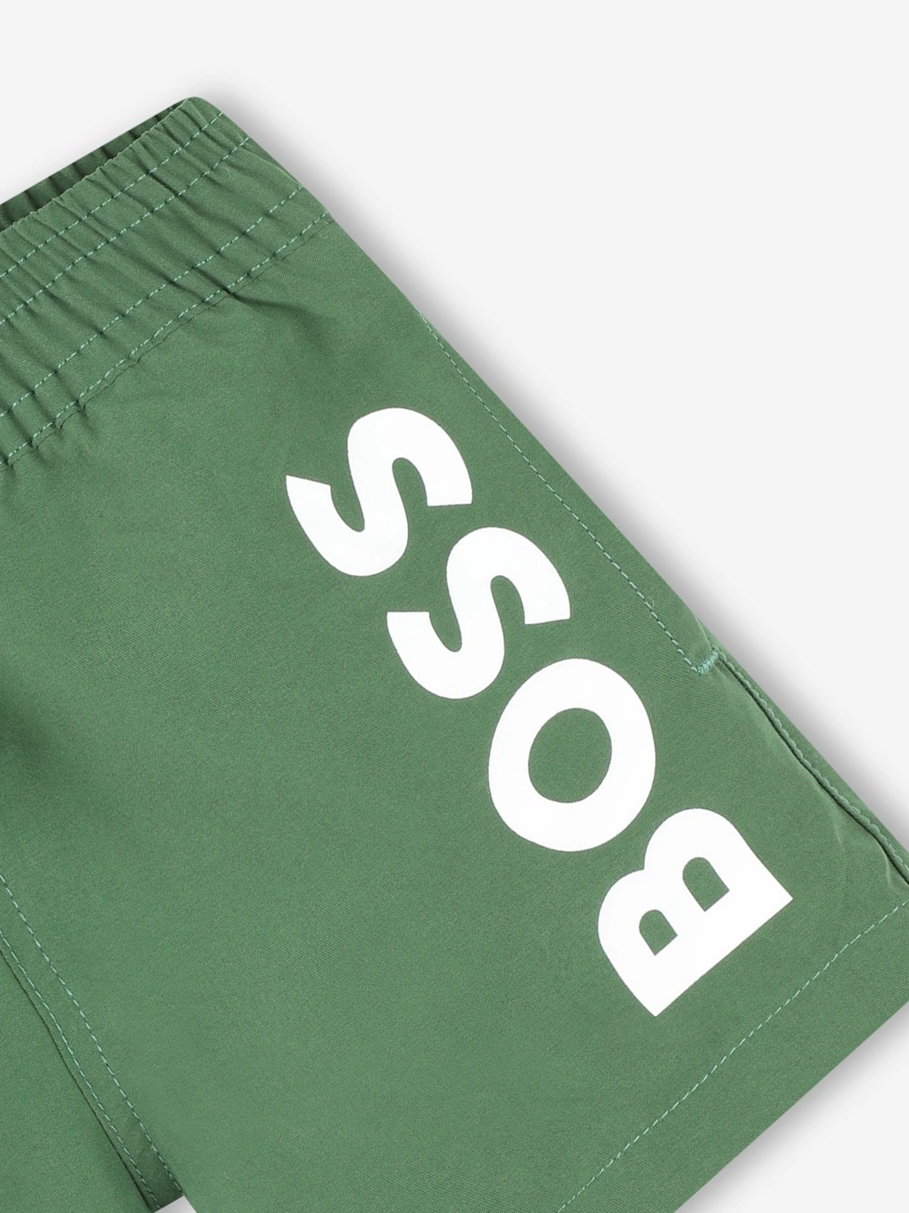 BOSS Baby Boys Logo Swim Shorts in Green