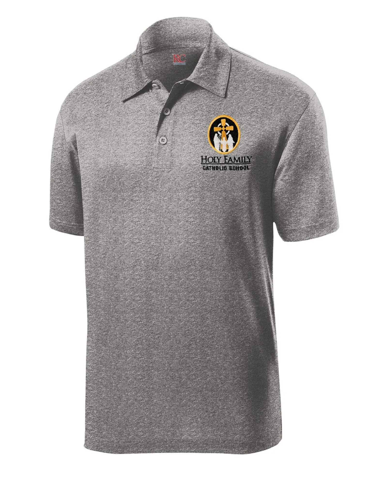 Boys Gray Moisture-Wick Polo Shirt