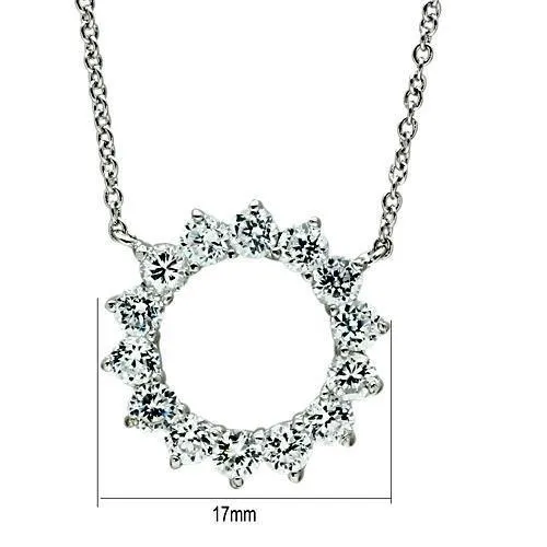 Brass Necklace with AAA Grade CZ in Clear for Women Style 3W072