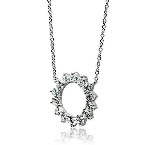 Brass Necklace with AAA Grade CZ in Clear for Women Style 3W072