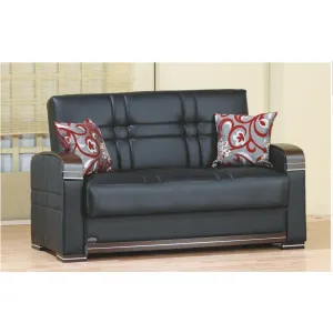 Bronx Loveseat in Black Leather