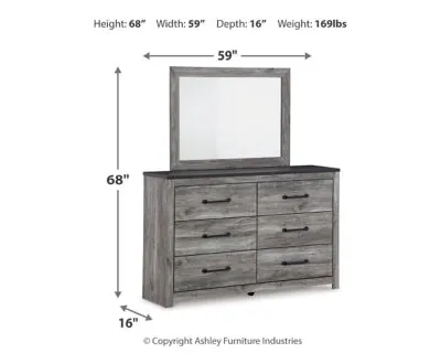 Bronyan Queen Panel Bed with Mirrored Dresser, Chest and Nightstand