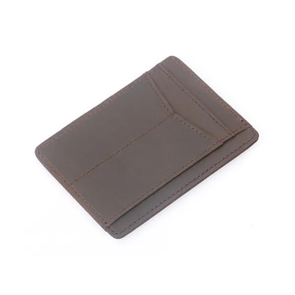 Brown Grained Leather RFID Card Holder 棕色真牛皮RFID安全防盜信用卡套 CH19008