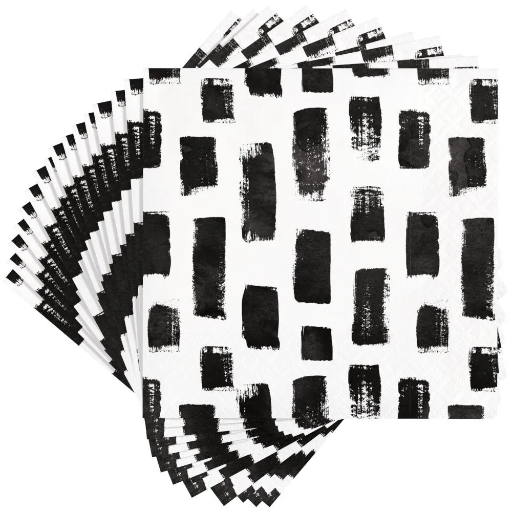 Bulk Black and White Mod Beverage Napkins (288 per Case)