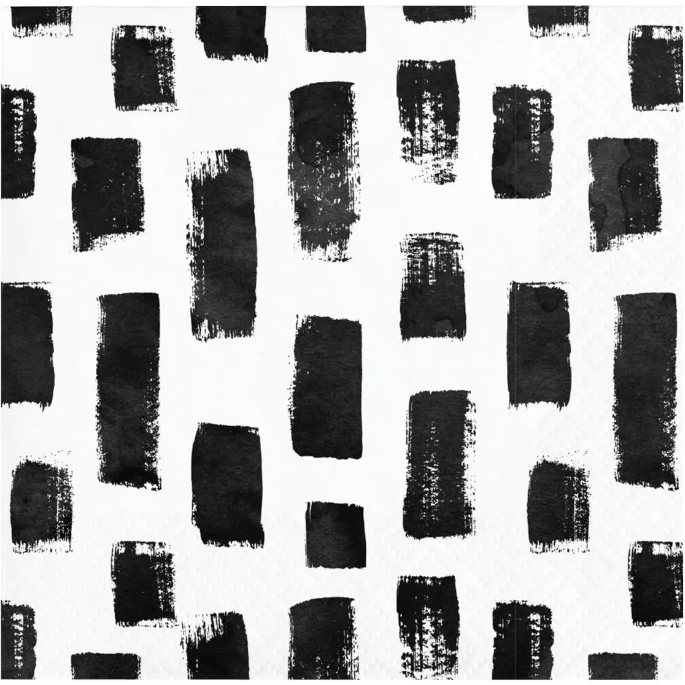 Bulk Black and White Mod Beverage Napkins (288 per Case)