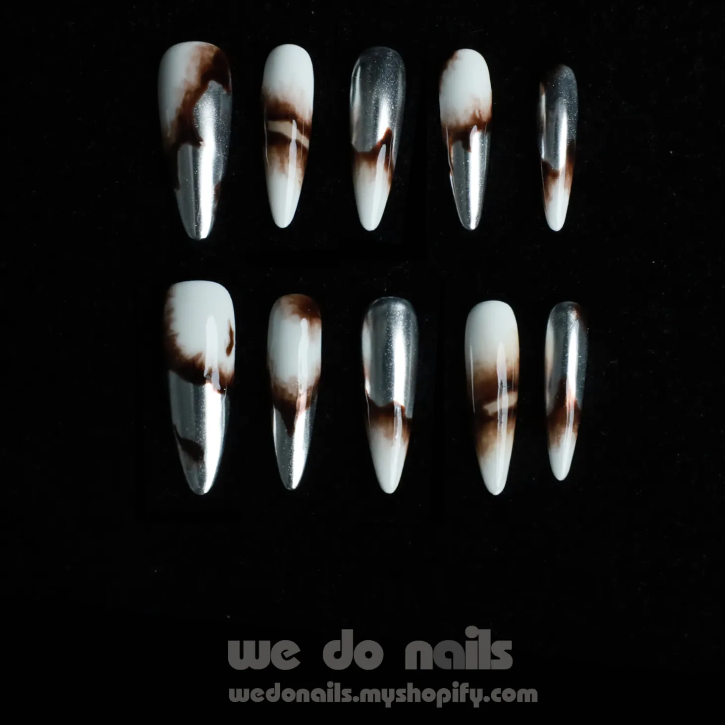 Burnt Marbles | Stylish and Cool | Medium Stiletto | Custom Press On Nails