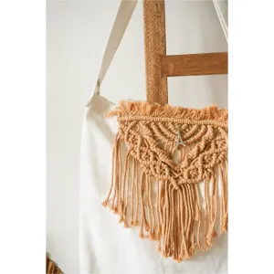 Canvas Bag Embellished with Macrame Design