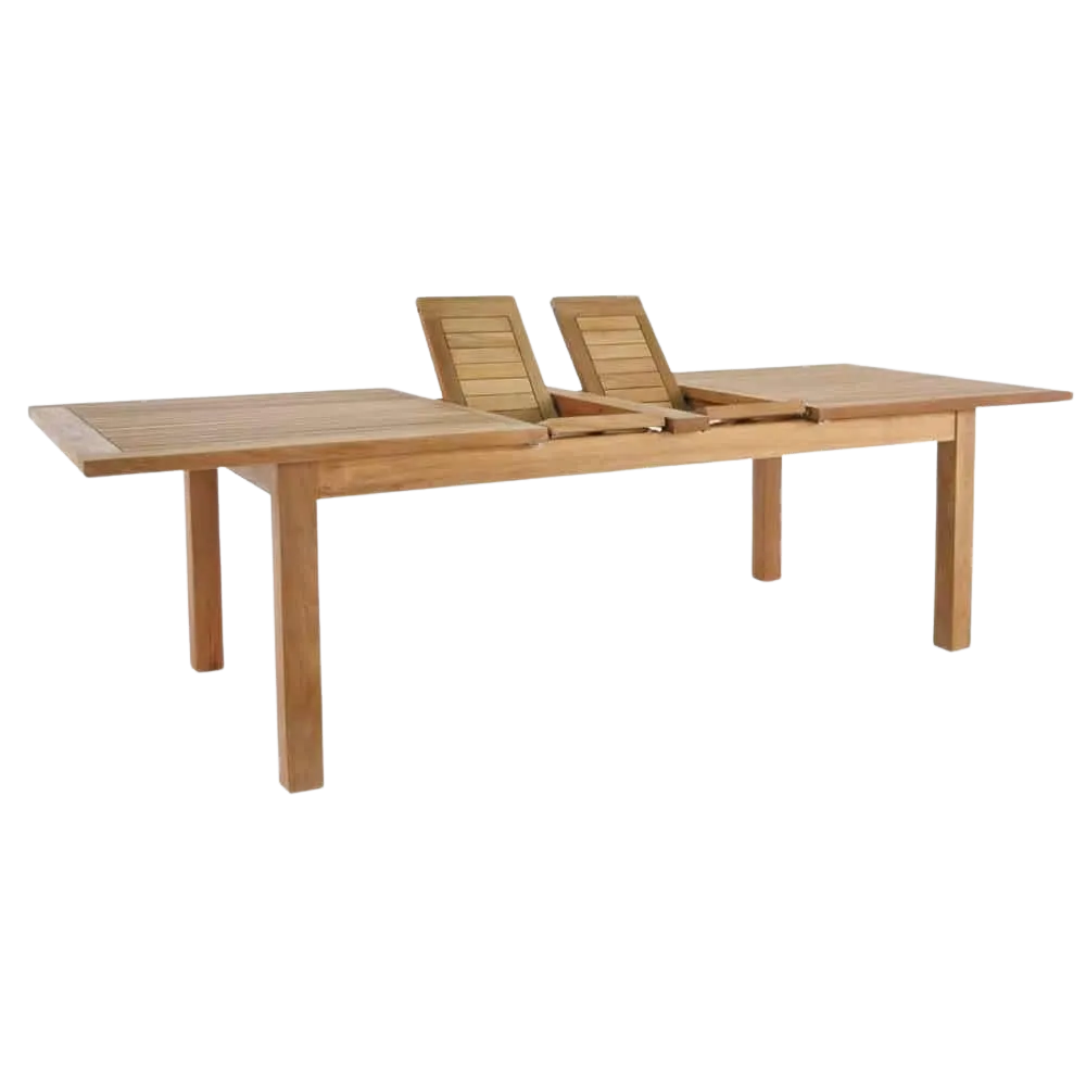 Capri Teak Rectangular Double Extension Outdoor Dining Table