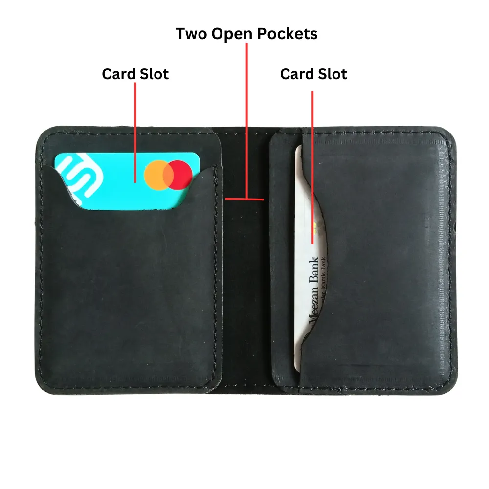 Carbon Leather Bifold Card Holder - Mini Wallet