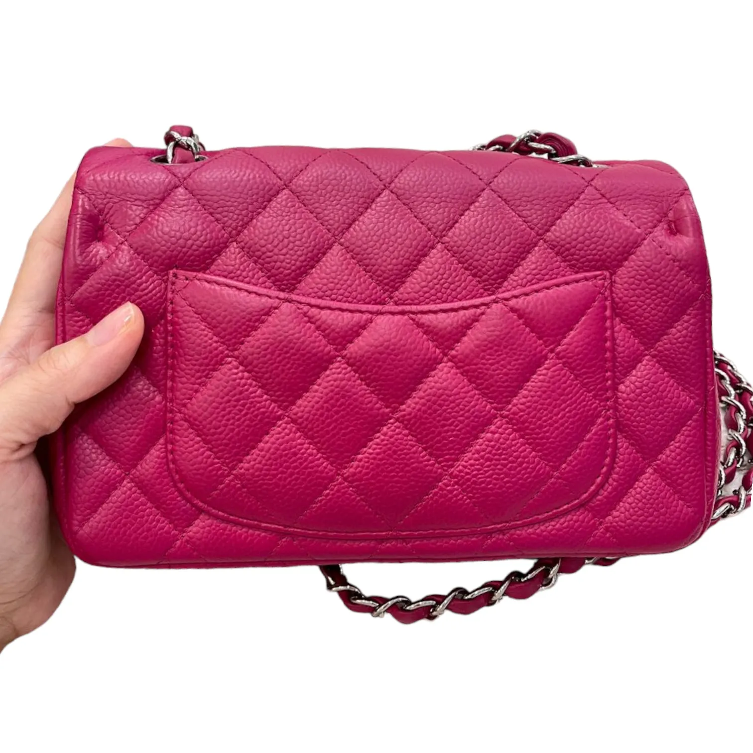 Caviar Quilted Mini Rectangle Flap Suede Pink SHW