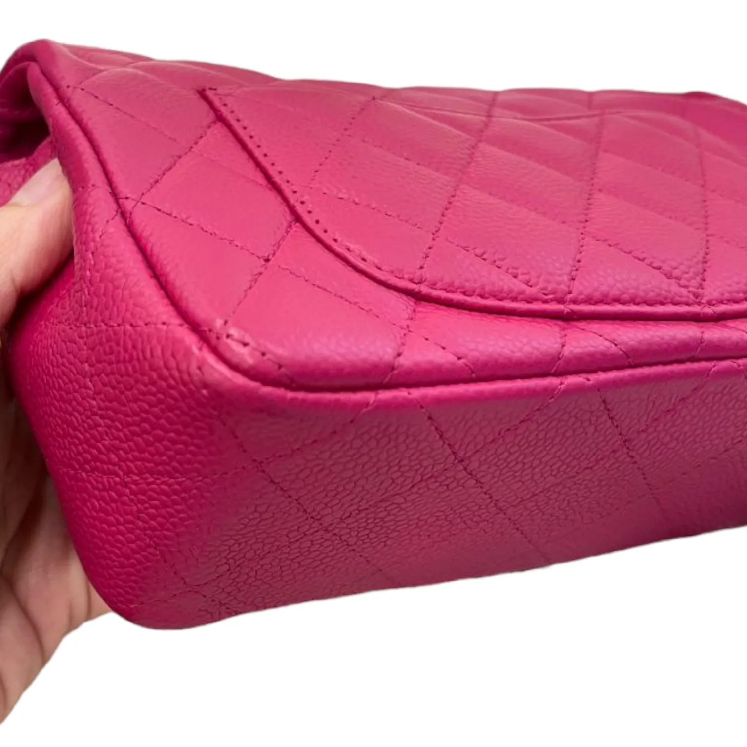 Caviar Quilted Mini Rectangle Flap Suede Pink SHW