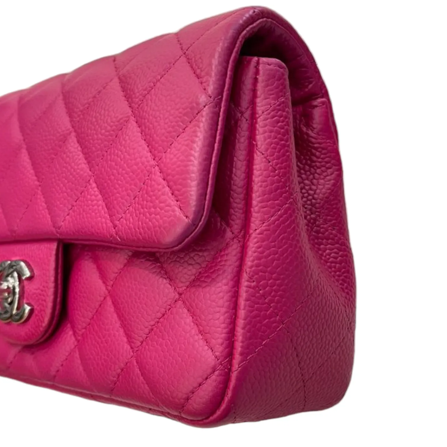 Caviar Quilted Mini Rectangle Flap Suede Pink SHW