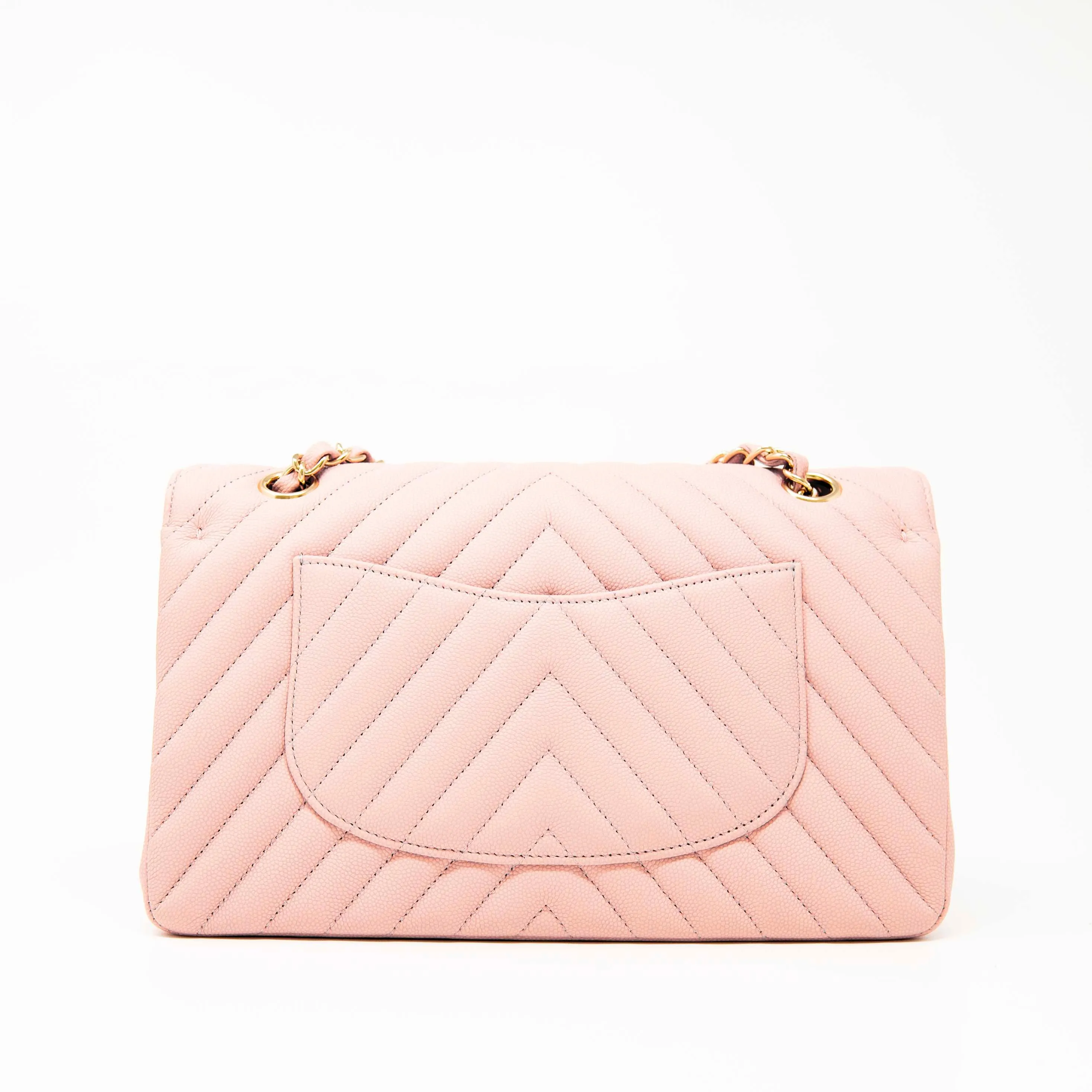 Chanel Pink Chevron Medium Classic Flap