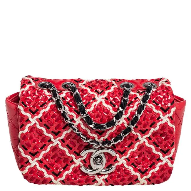 CHANEL WOVEN DIAMOND STITCH FLAP SHOULDER BAG