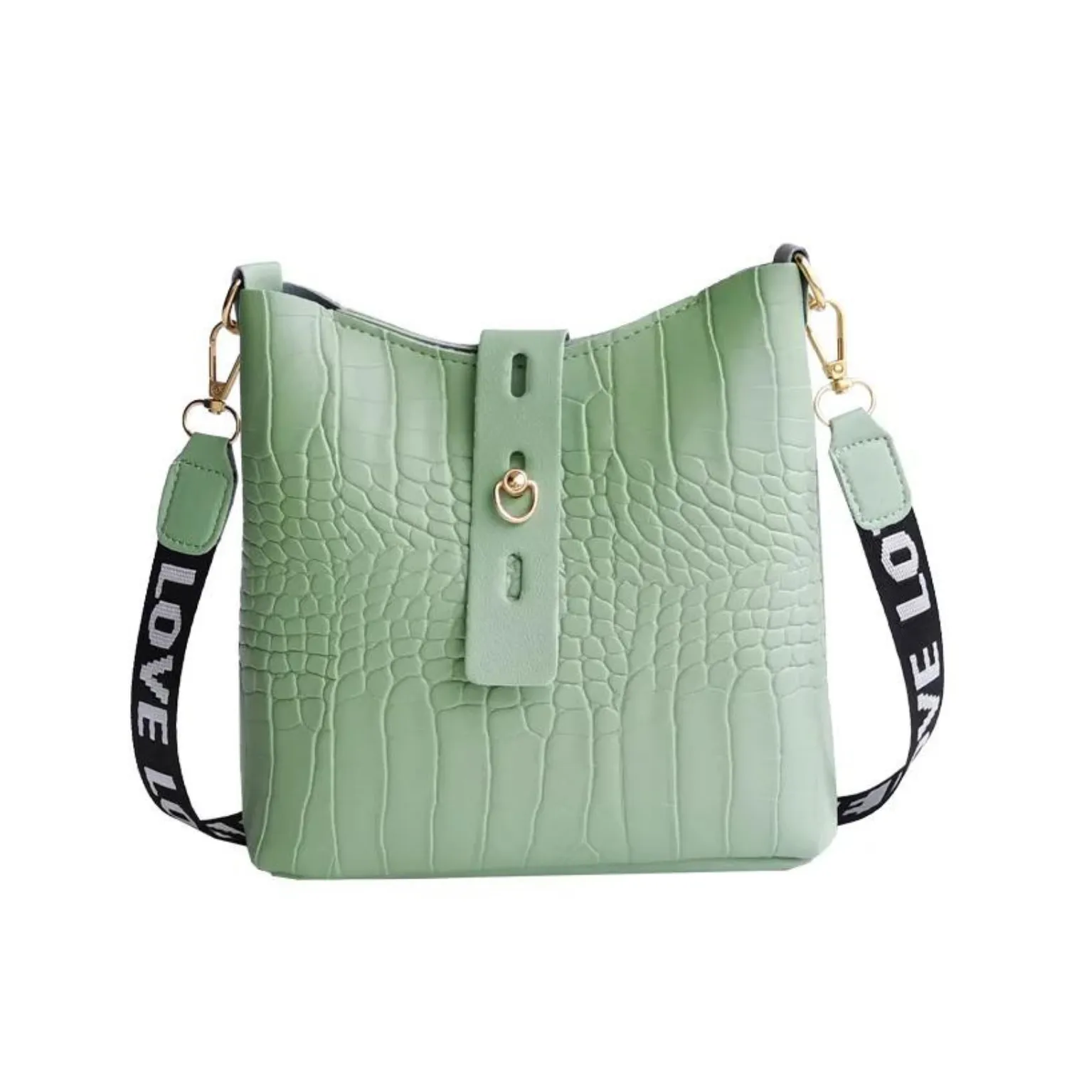 Chic Crocodile-Pattern Crossbody Bag