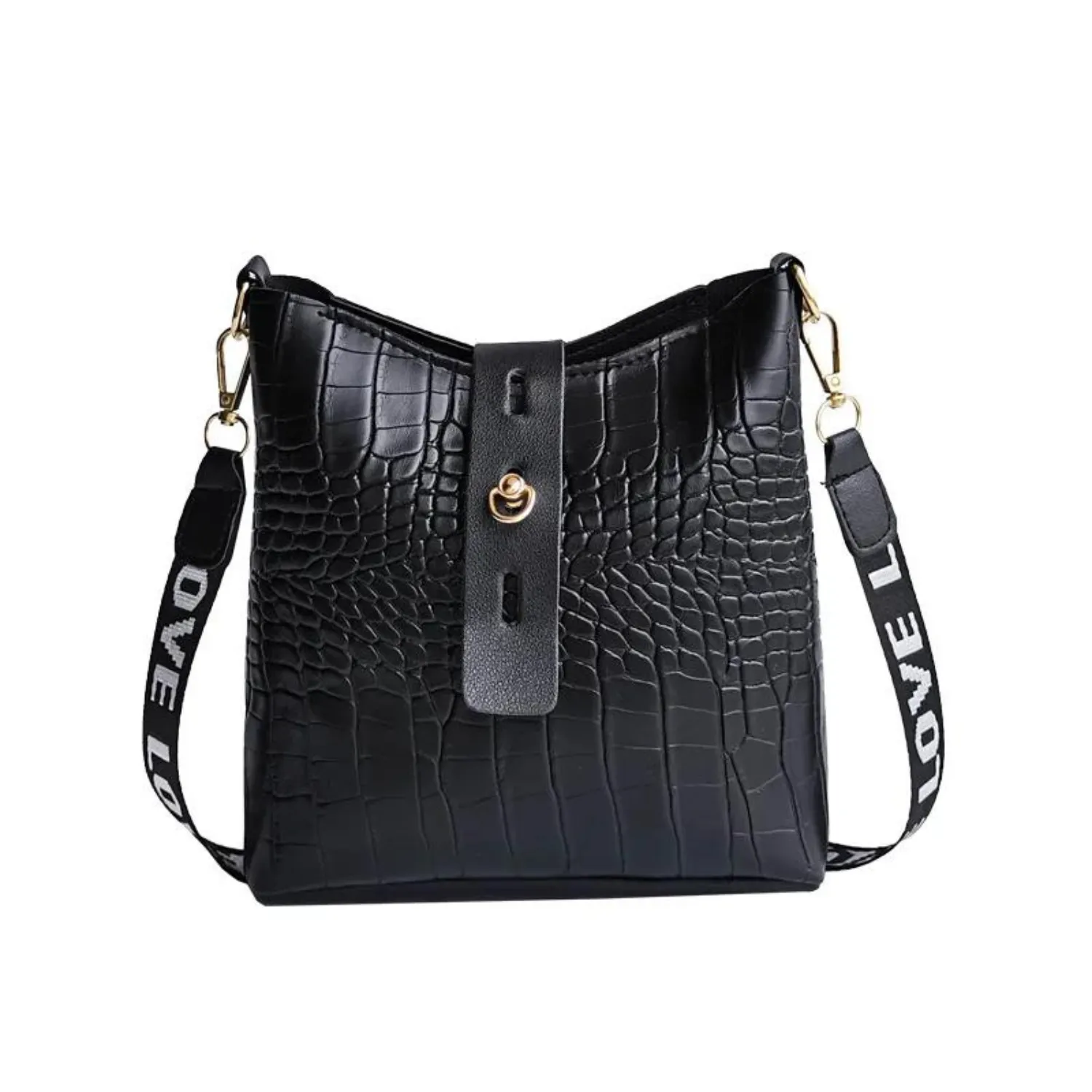 Chic Crocodile-Pattern Crossbody Bag