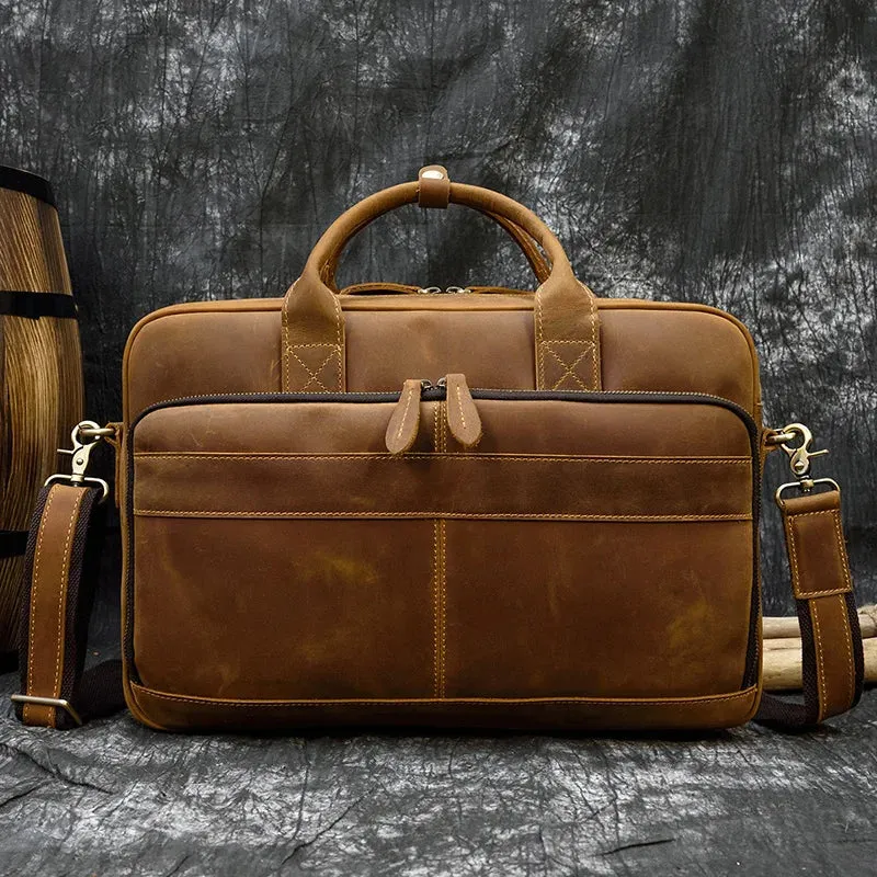 Classic Leather Laptop Briefcase - Professional and Versatile