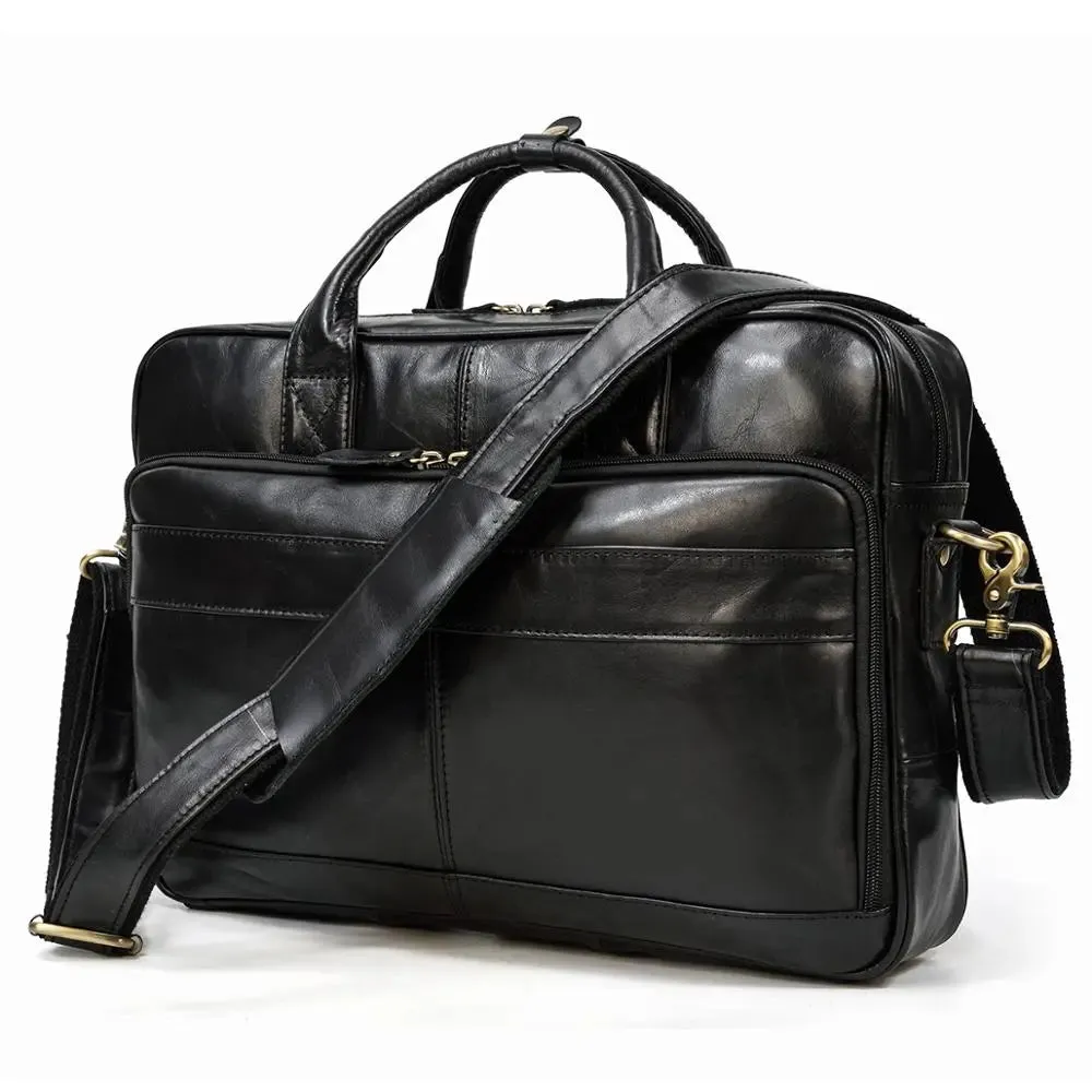 Classic Leather Laptop Briefcase - Professional and Versatile