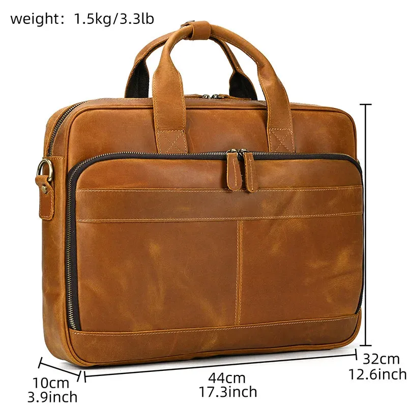 Classic Leather Laptop Briefcase - Professional and Versatile