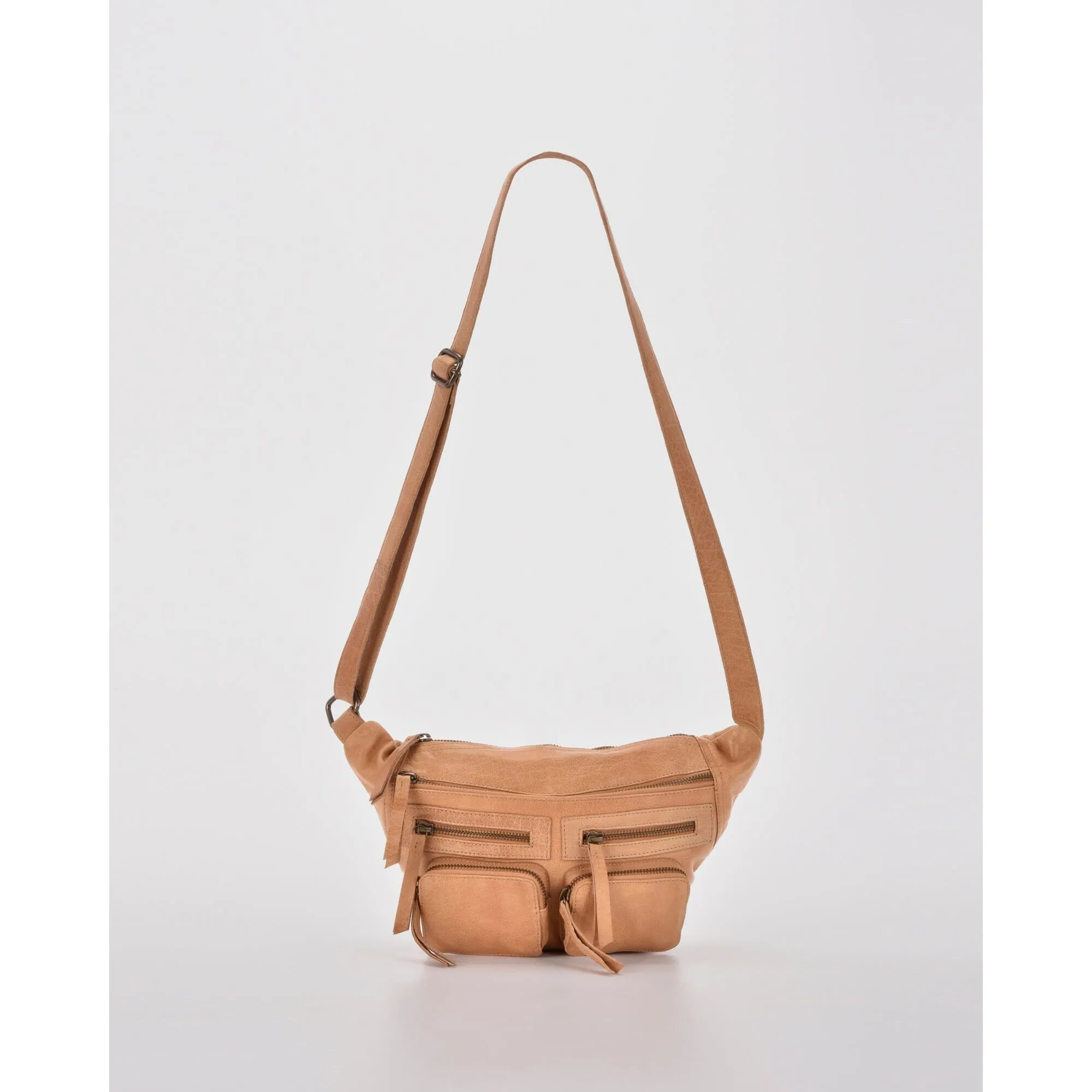 COBB & CO Bradshaw Zipped Leather Waist/Crossbody Bag Tan