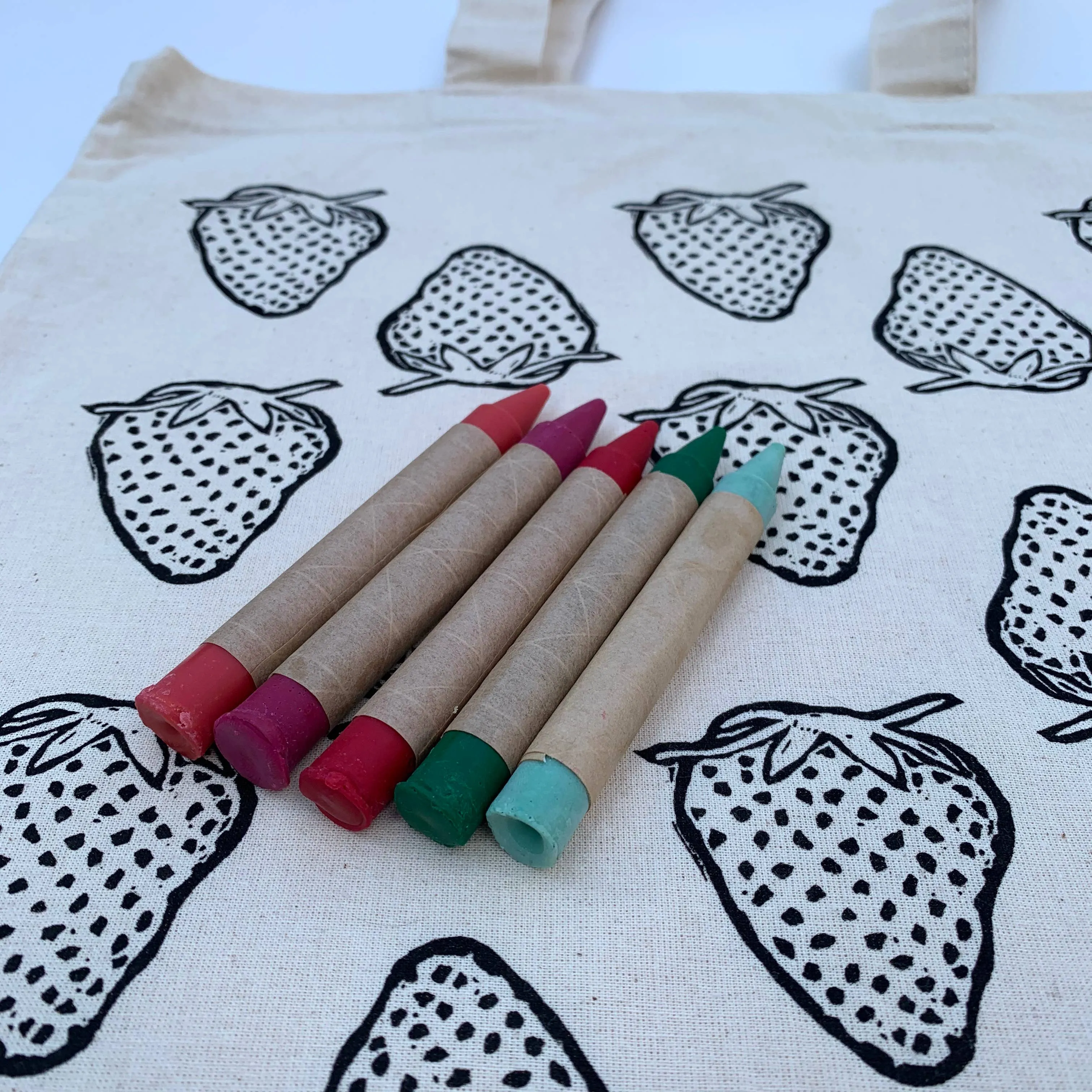 Color-Your-Own Strawberry Market Tote with Eco-Friendly Crayons