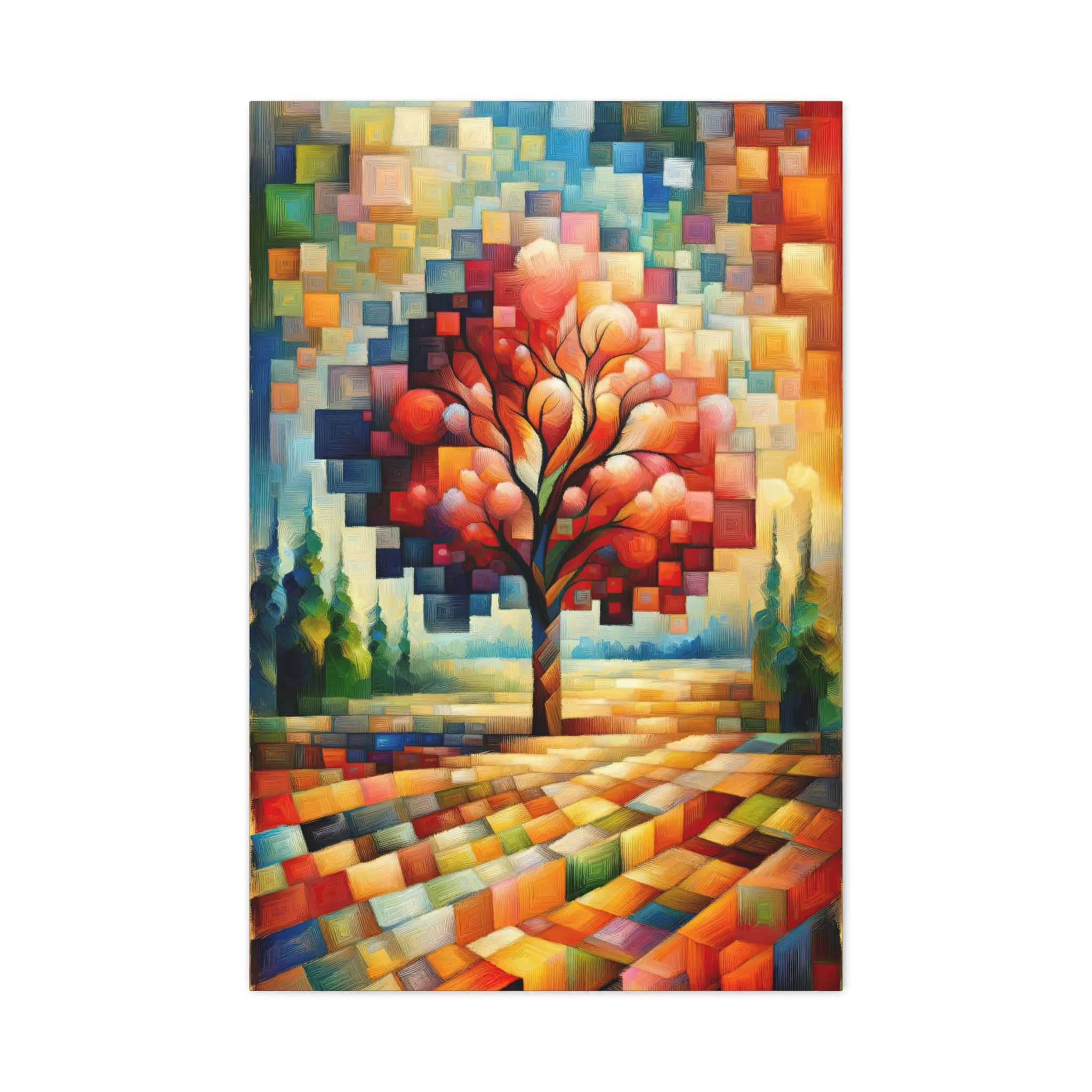 Cubist Tree: Nature Wall Art - canvas