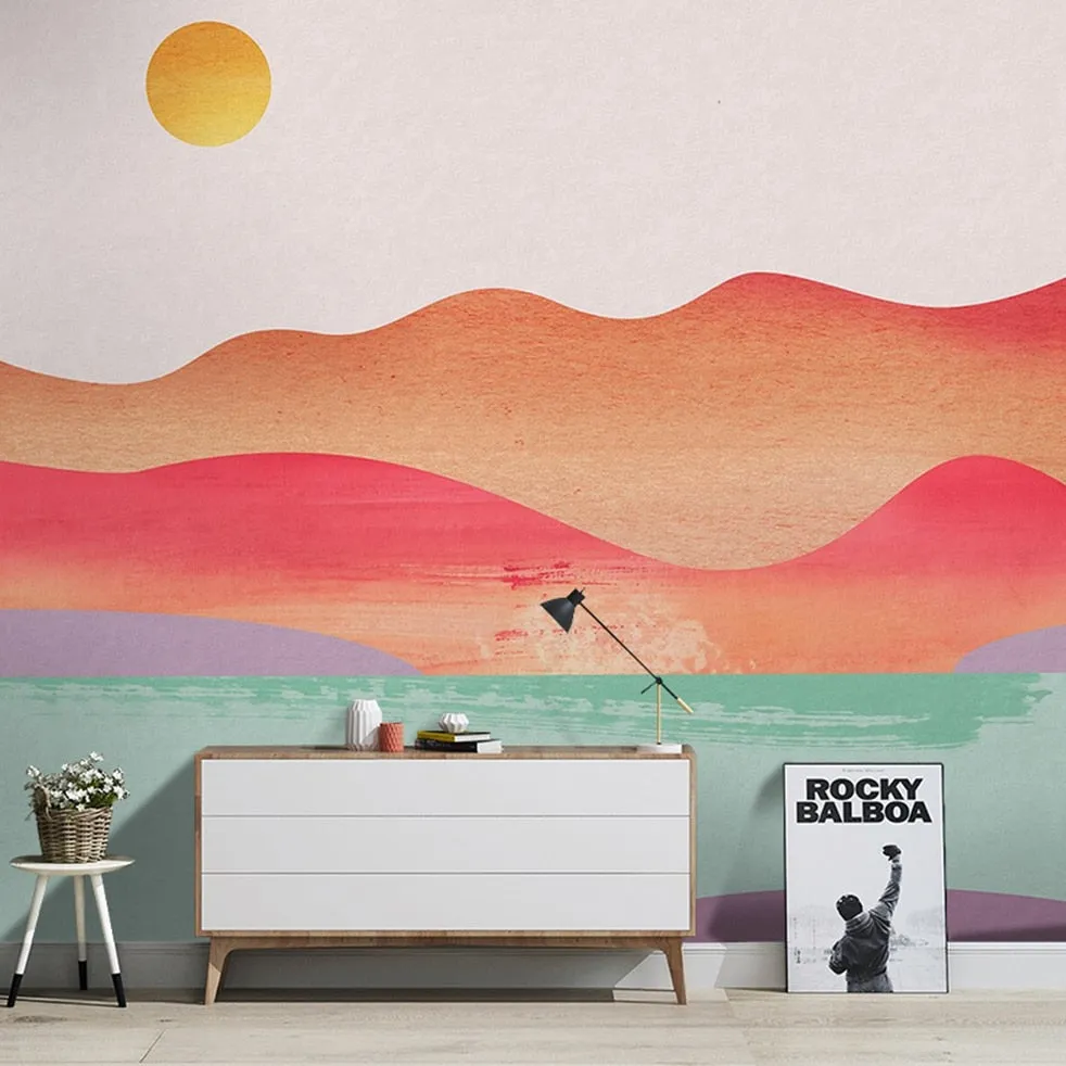 Custom Mural Wallpaper Nordic Color Artistic Landscape (㎡)