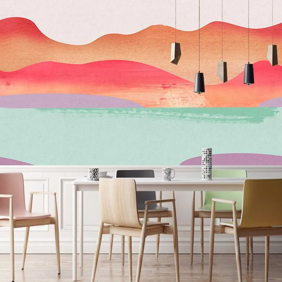 Custom Mural Wallpaper Nordic Color Artistic Landscape (㎡)