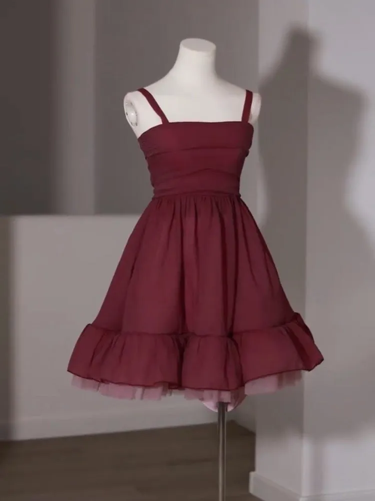 Cute Short Burgundy 8th Grade Dance Dress