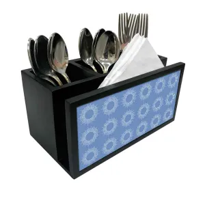 Cutlery Tissue Holder Napkin Stand -  Blue Flower Pattern