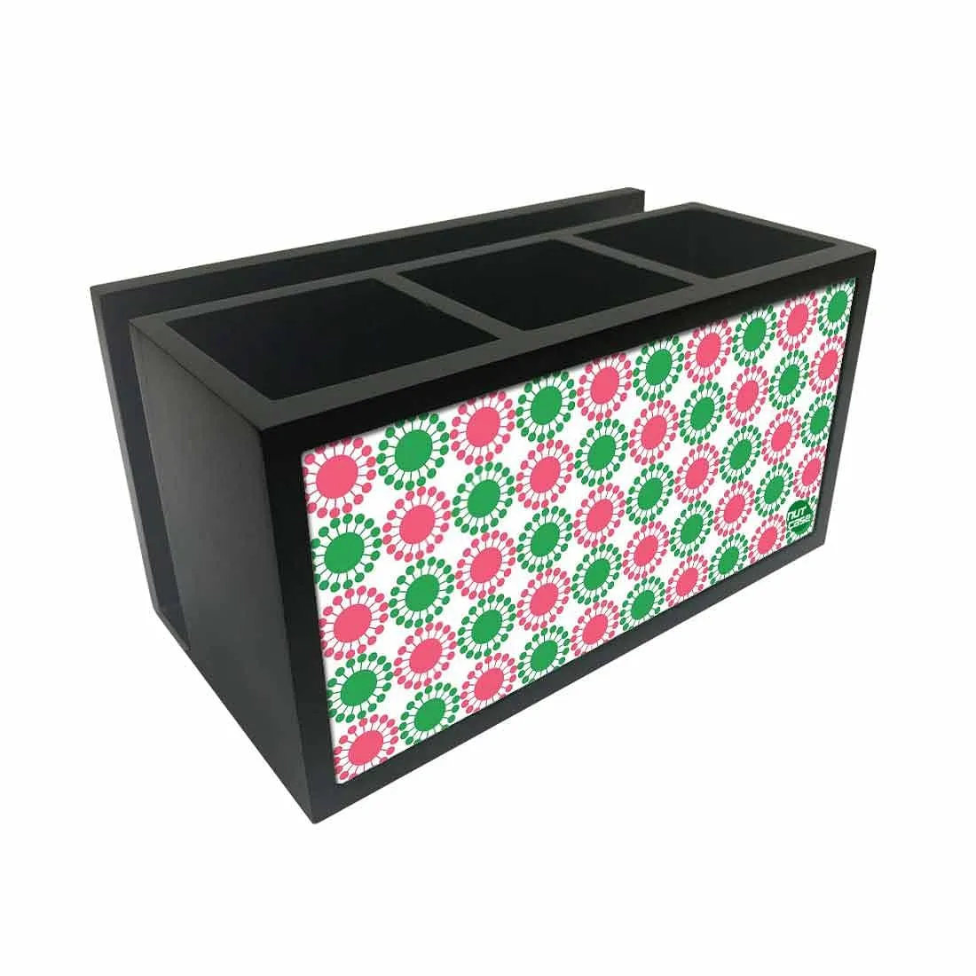 Cutlery Tissue Holder Napkin Stand -  Pink and Green Circle Pattern