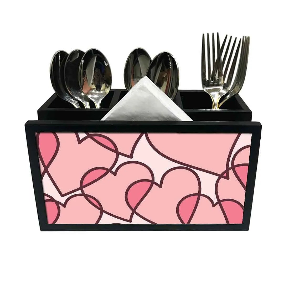 Cutlery Tissue Holder Napkin Stand -  Pink Heart