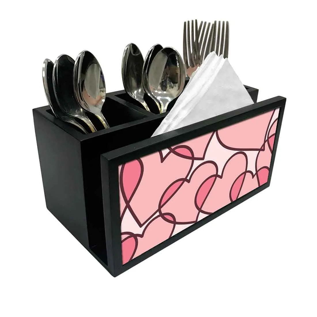 Cutlery Tissue Holder Napkin Stand -  Pink Heart