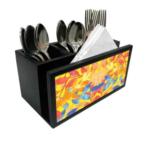 Cutlery Tissue Holder Napkin Stand -  Watercolor Leaf