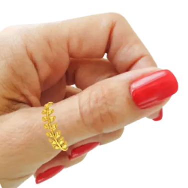 Dainty 18k Gold Thumb Ring With Sleek Leaf Motif From Pc Chandra Jewellers