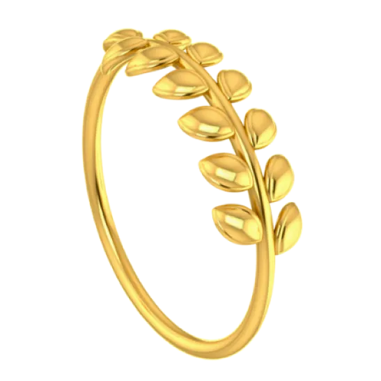 Dainty 18k Gold Thumb Ring With Sleek Leaf Motif From Pc Chandra Jewellers