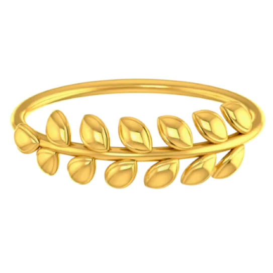 Dainty 18k Gold Thumb Ring With Sleek Leaf Motif From Pc Chandra Jewellers