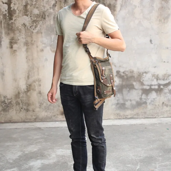 Denim Mens Small Shoulder Bag Thigh bag Waist Bag DropLeg Bag Belt Pouch For Men