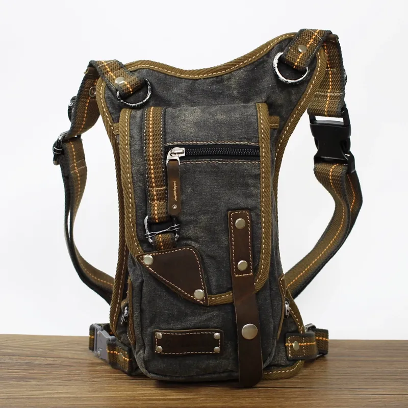 Denim Mens Small Shoulder Bag Thigh bag Waist Bag DropLeg Bag Belt Pouch For Men