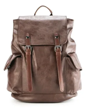 Distressed Leather Carryall Backpack - Dark Brown