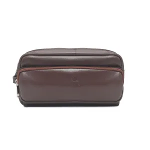 Edward Tan Leather Wash Bag for Men